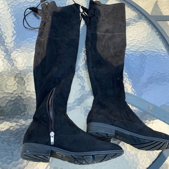 Marc Fisher Over The Knee Faux Suede Boots w/ties - Picture 7 of 16